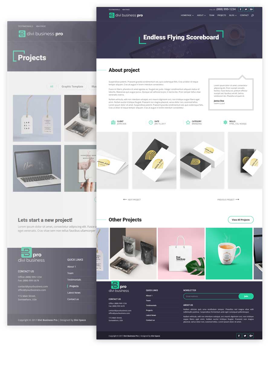 Divi Business Pro Project Pages