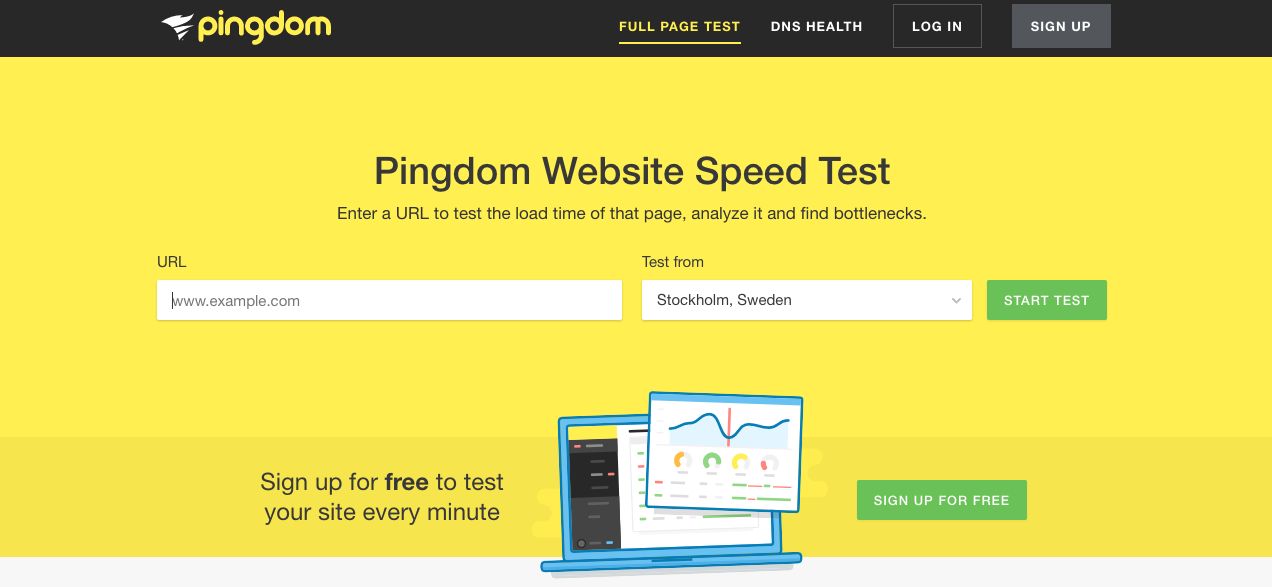 Pingdom Home Page