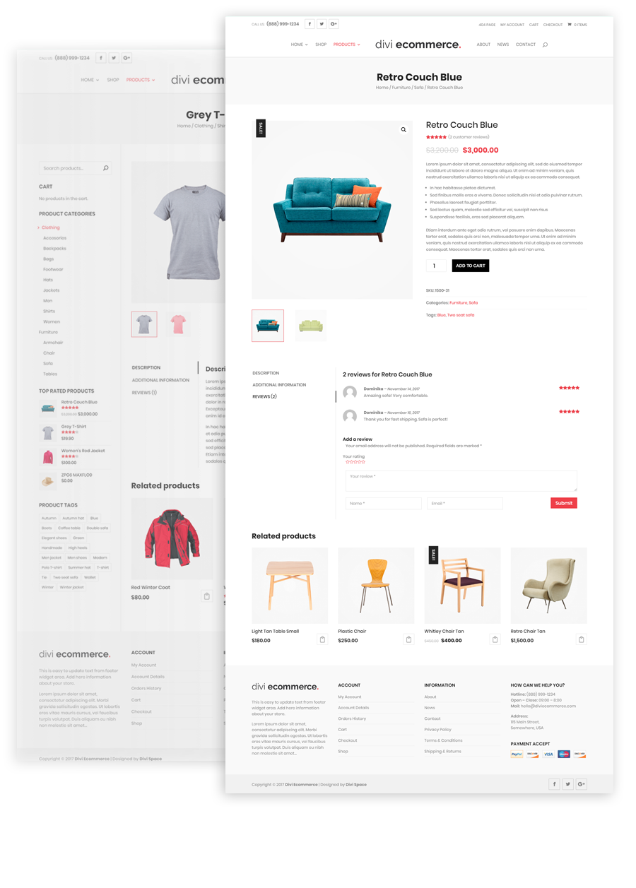 divi ecommerce Product Pages