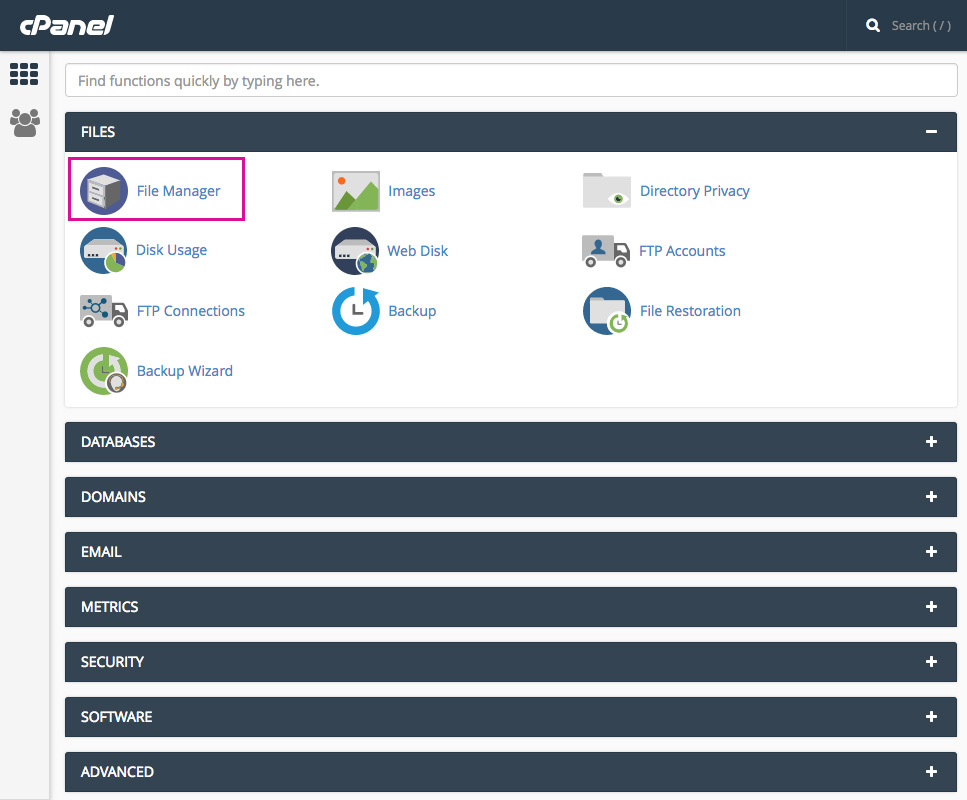File manager in cPanel