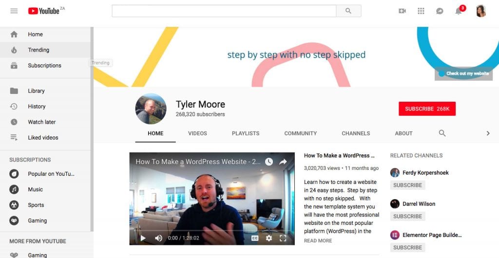 Tyle Moore YouTube channel