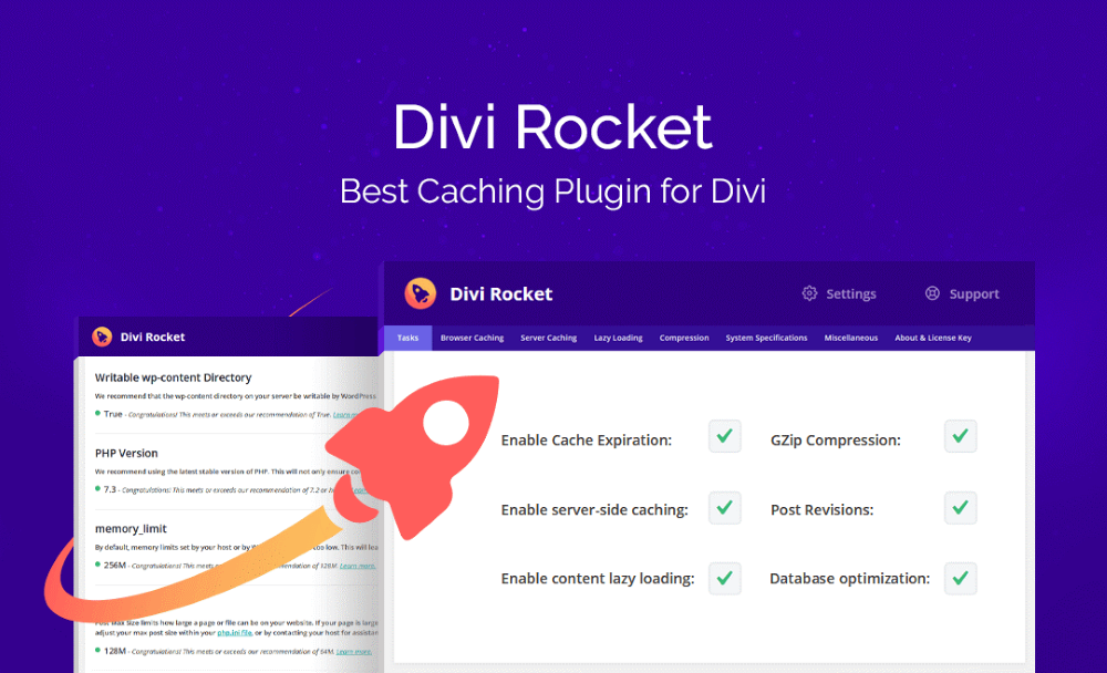 Divi Rocket caching plugin for Divi and WordPress websites