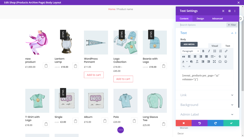 Using WooCommerce shortcodes to display a custom store