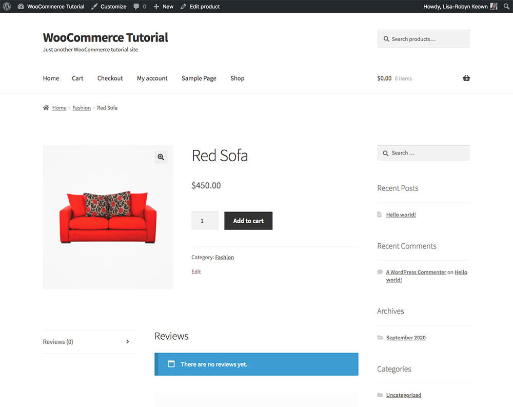 WooCommerce product page
