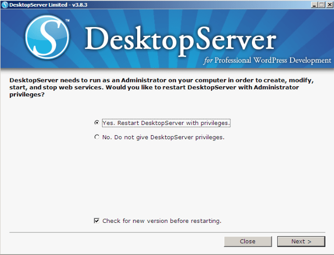 Set up and install localhost DesktopServer by ServerPress