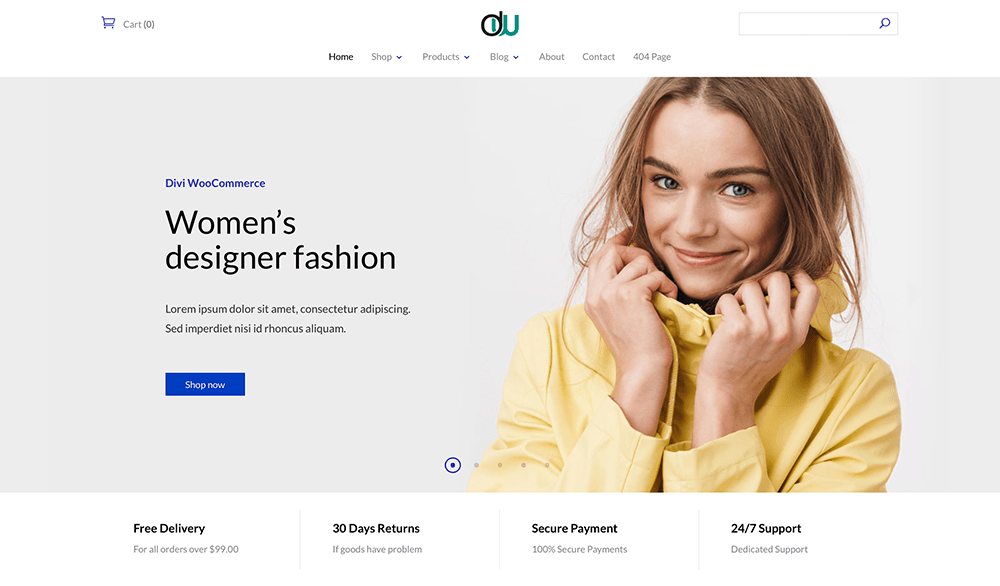 Divi WooCommerce Child Theme Home Page